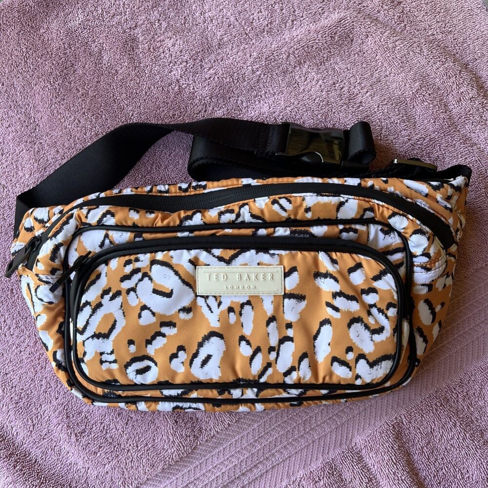 Ted Baker London Niqila Leopard Motif Detail Puffer Belt Adjustable Bag Clean